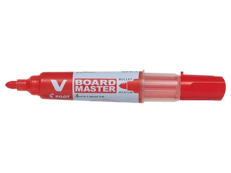 Pilot V-Board Master Begreen Rotulador Para Pizarra Blanca - Punta Redonda 6Mm - Trazo 2.3Mm - 91% Plastico Reciclado - Recargable - Color Rojo