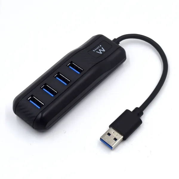 Ewent Ew1138 Hub 4 Puertos Usb 3.2 - Longitud Cable 15 Cm - Velocidad Transferencia Max 5Gps - Color Negro