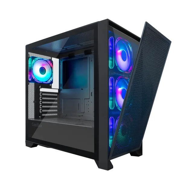 Coolbox Caja ATX GE2000 Dualview, GPU Máx. 395mm, 2x3.5, 1x2.5, Negro