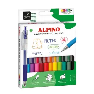 Alpino Gel Pack con 12 Bolígrafos Retráctiles de Tinta Gel 0.7mm Colores Surtidos