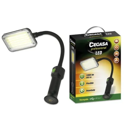 Cegasa Linterna Flexible LED 1000lm, Batería Recargable 2000mAh USB-C, Negro