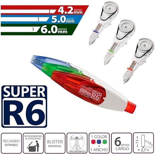 Office Box Recambio Cinta Correctora Super R6 Retráctil 4,2Mmx6M Rojo