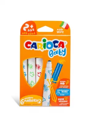 Carioca Baby Marker Pack de 6 Rotuladores Superlavables Punta Redonda y Bloqueada
