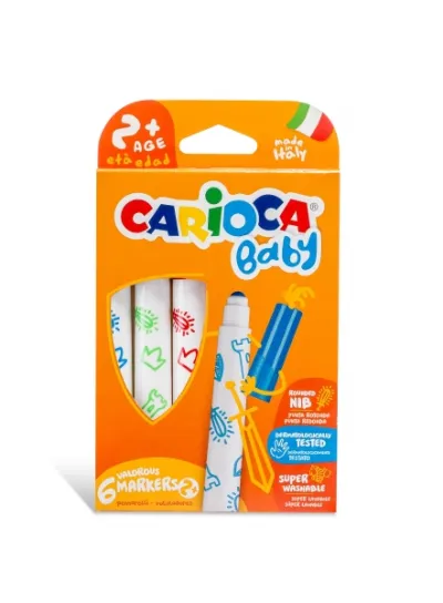 Carioca Baby Marker Pack de 6 Rotuladores Superlavables Punta Redonda y Bloqueada