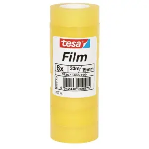 Tesa Cinta Adhesiva Transparente Standard 19mm x 33m Rollo Torre 8 Unidades