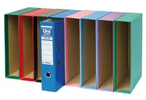 UNISYSTEM CAJETÍN PARA ARCHIVADOR PALANCA COLOR 65MM FOLIO AZUL