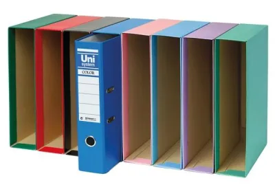 UNISYSTEM CAJETÍN PARA ARCHIVADOR PALANCA COLOR 65MM FOLIO AZUL