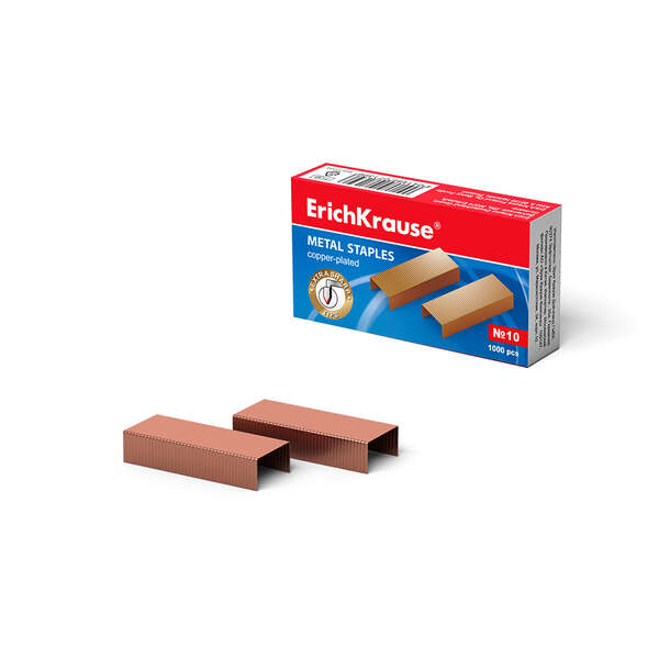 Erichkrause Grapas De Cobre Nº10 - 1000 Grapas - Alta Resistencia Y Facil Engrapado - Resistente A La Corrosion - Color Cobre