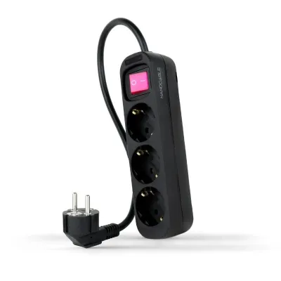 Nanocable Regleta 3 Tomas con Interruptor Negro
