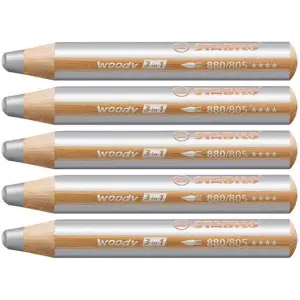 Stabilo Lápices De Colores Woody 3 En 1 Estuche 5 Unidades Plata