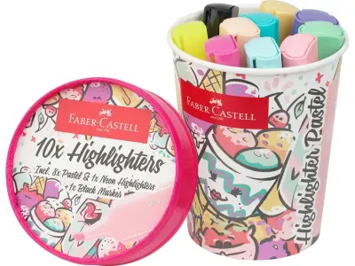 Faber-Castell Textliner 46 Pastel Pack de 10 Marcadores Fluorescentes Punta Biselada