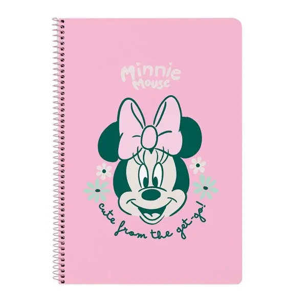 Safta Libreta Minnie Mouse Minty Espiral 80 Hojas 80g/m2 Cuadriculas 4x4mm Rosa Pastel