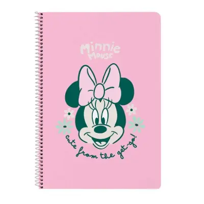 Safta Libreta Minnie Mouse Minty Espiral 80 Hojas 80g/m2 Cuadriculas 4x4mm Rosa Pastel