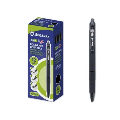 Bismark Bolígrafo Retráctil Borrable Punta Fina 0.7mm Clip Color Negro