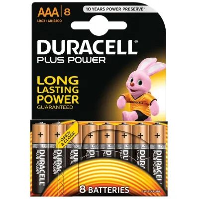Duracell Plus Power Pila Alcalina AAA LR03 Pack de 8 Unidades