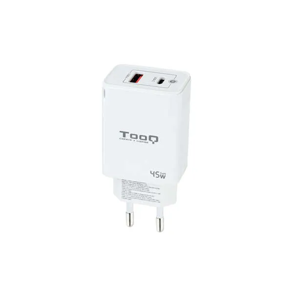 Tooq Cargador De Pared Gan Usb-C/Pd + Usb-A/Qc 45W - Color Blanco
