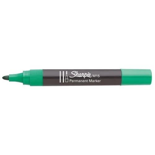 Sharpie Marcador Permanente Verde M15 Punta Redonda - Caja 12 Ud