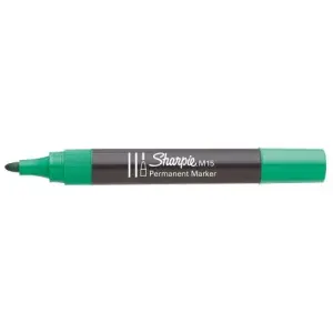 Sharpie Marcador Permanente Verde M15 Punta Redonda - Caja de 12 Unidades