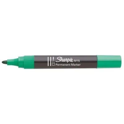 Sharpie Marcador Permanente Verde M15 Punta Redonda - Caja de 12 Unidades