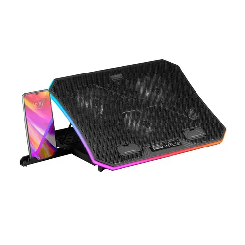 Base De Refrigeracion Para Portatiles Mars Gaming Mnbc6 Con Soporte Adicional De Movil/Tablet Para Portatil Hasta 19" Iluminacion Argb 7 Posiciones