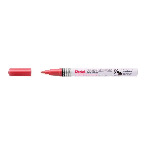 Pentel Paint Marker Marcador De Pintura - Punta Fina 2.9Mm - Permanente En Todas Las Superficies - Resistente A Luz Y Agua - Cuerpo De Aluminio - Color Rojo Perla