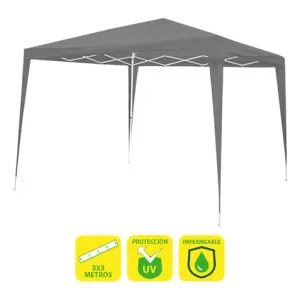 SunGarden Carpa de Acero Rafia 3x3m Color Gris para Jardinería