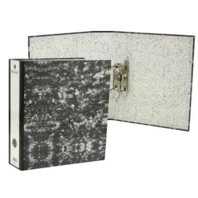 Bismark Archivador A-Z Jaspeado Folio Lomo 75Mm - Carton Forrado - Tarjetero En El Lomo - Mecanismo De Palanca - Color Negro Jaspeado