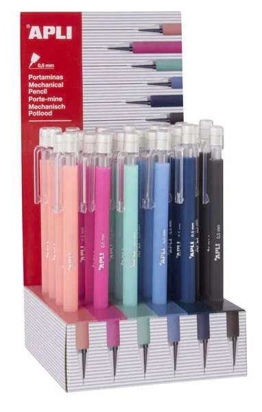 Apli Expositor Portaminas Soft Nordik 0.5mm - Colores Surtidos con Goma de Borrar
