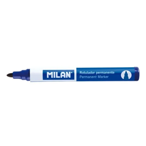Milan Rotulador Permanente Punta Redonda Ø4mm Azul Caja 12 Unidades
