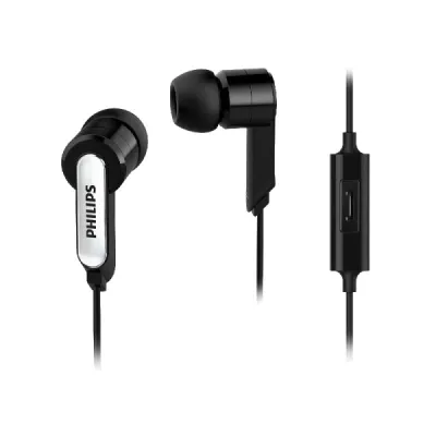 Philips Auriculares Intraurales con Micrófono, Cable 1.2m, Jack 3.5mm, Color Negro