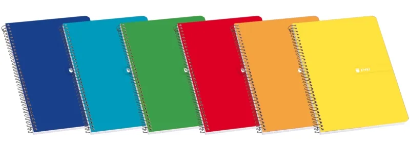 Enri Cuaderno Espiral Tamaño Folio Cuadricula 3Mm Con Margen - 80 Hojas - Tapa Dura Resistente - Colores Surtidos