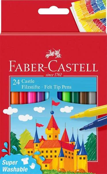Faber-Castell Pack de 24 Rotuladores Lavables con Tinta a Base de Agua - Colores Surtidos