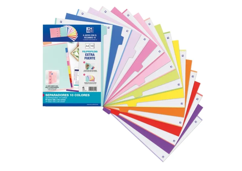 Oxford Separadores A4 10 Posiciones PP 500 Micras Colores
