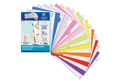 Oxford Separadores A4 10 Posiciones PP 500 Micras Colores