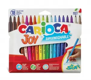 Carioca Joy Pack de 18 Rotuladores Superlavables Punta Fina 2.8mm Tapa Ventilada