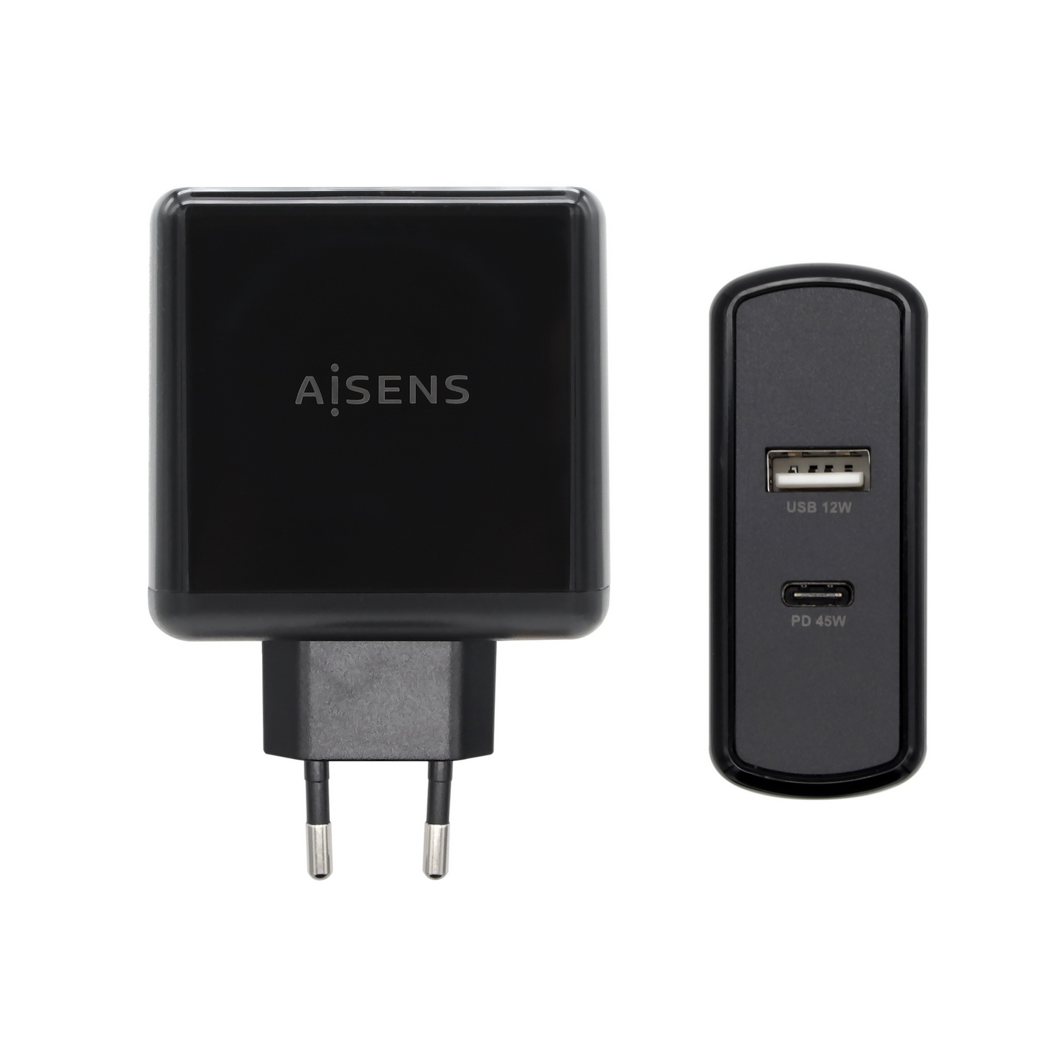Aisens Asch-2Pd45A-Bk Cargador De Dispositivo Móvil Gps, Mando Para Videojuegos, Mp3, Mp4, Teléfono Móvil, Portátil, Smartphone, Tableta Negro Corriente Alterna Carga Rápida Interior