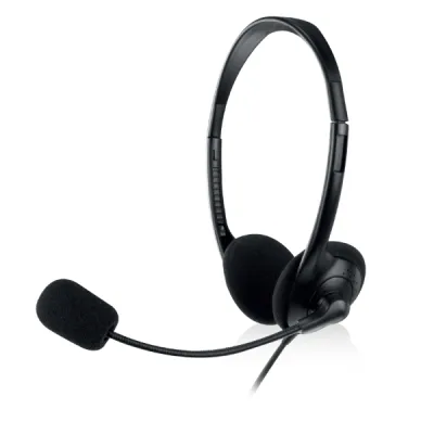 Ewent Auriculares Estéreo con Micrófono Integrado, 2x Jack 3.5mm, Cable 2.1m, Negro