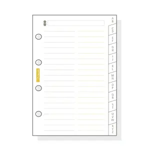 Finocam C175 Índice Alfabético para Agendas Classic - 12 Solapas - 56x89x3mm - Cartulina Blanca