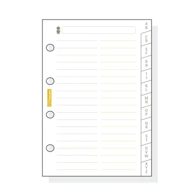 Finocam C175 Índice Alfabético para Agendas Classic - 12 Solapas - 56x89x3mm - Cartulina Blanca