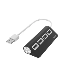 HUB USB 2.0 HAMA con 4 Puertos USB 2.0 480Mbits - Negro