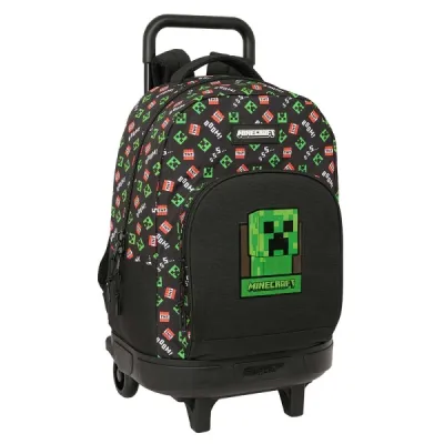 Safta Mochila Minecraft con Carro Extraíble, Bolsillo Frontal, 33L, Negro