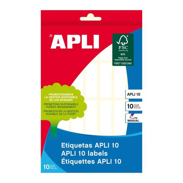 Apli Pack De 280 Etiquetas Permanentes 13X40Mm - Aptas Para Escritura Manual - Color Blanco