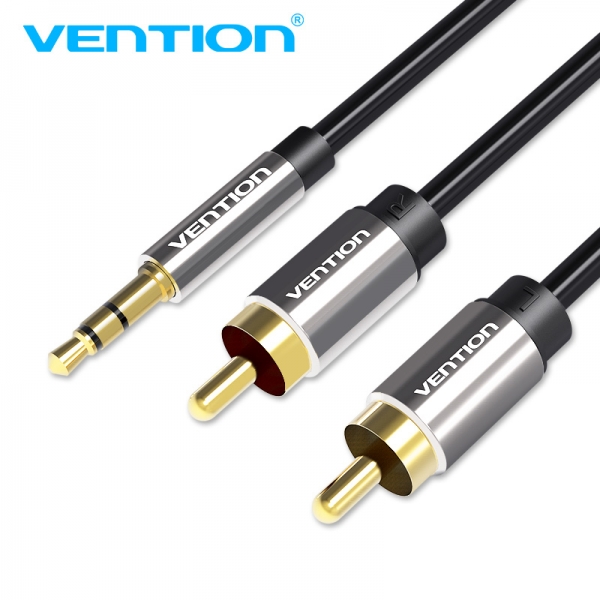 Vention Cable Estereo Jack 3.5 Macho A 2X Rca Macho - 1.5M - Color Negro