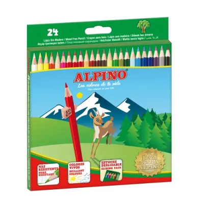 Alpino Pack de 24 Lápices de Colores Hexagonales 3mm Resistente a la Rotura
