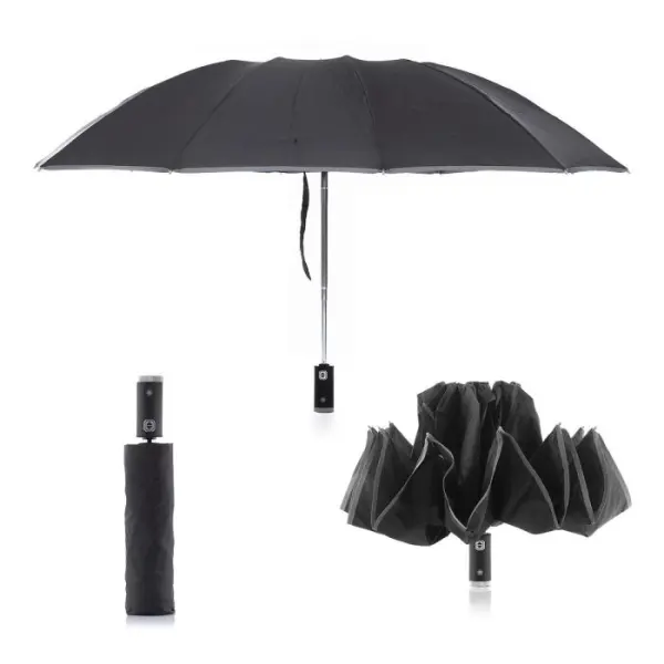 InnovaGoods Folbrella Paraguas Inverso con Luz LED Compacto y Antigoteo Negro y Gris
