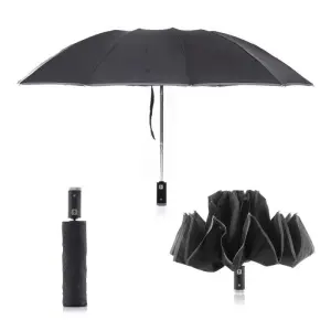 InnovaGoods Folbrella Paraguas Inverso con Luz LED Compacto y Antigoteo Negro y Gris