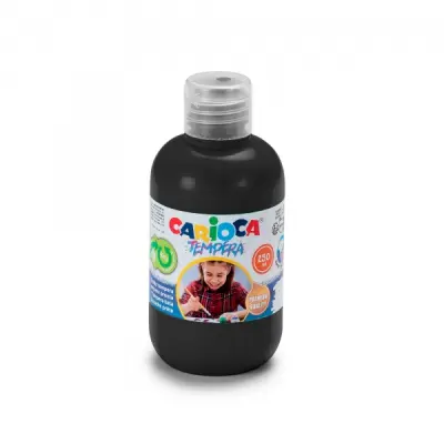 Carioca Botella Tempera 250ml Color Negro - Superlavables y Alta Opacidad