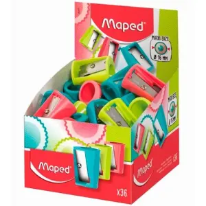 Maped Vivo Maxi Sacapuntas Plástico 1 Orificio 16mm Cuchilla Acero Colores Surtidos