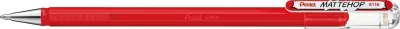 Pentel Bolígrafo Mattehop Rojo - Punta 1mm, Trazo 0.5mm, Tinta de Gel Opaca, 55% Reciclado