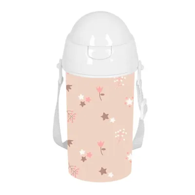 Safta Botella de 500ml Rosa Pastel - PVC Sin BPA con Pajita Interior - 73x73x195mm